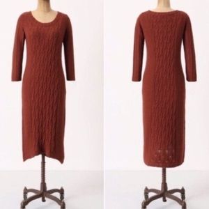 ‘Sparrow’ for Anthropologie long midi sweater dress Rust color